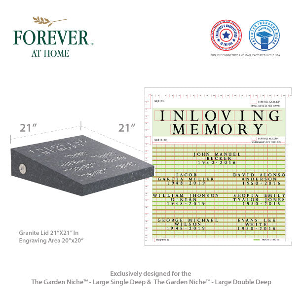 Large Granite In-Ground Niche Memorializing Surface Predefined Artwork