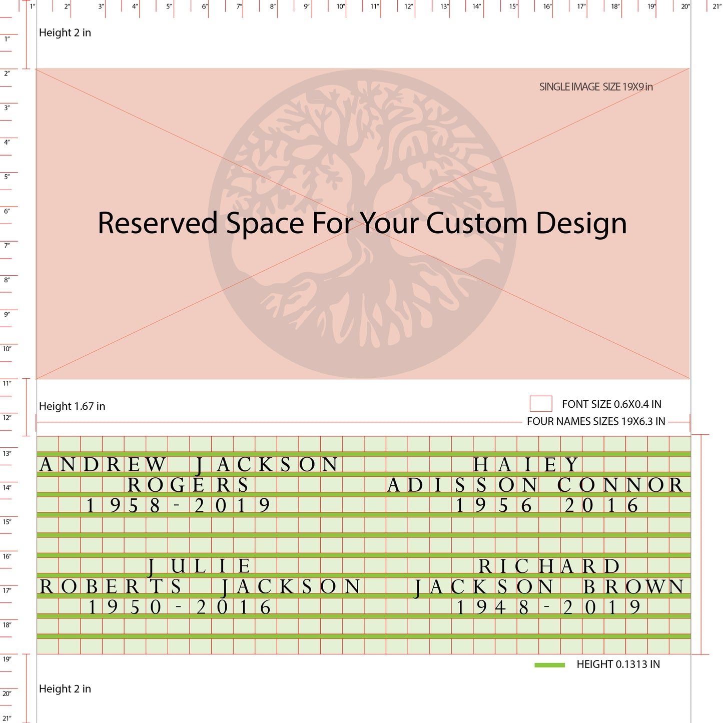 Large Granite In-Ground Niche Memorializing Surface Predefined Artwork