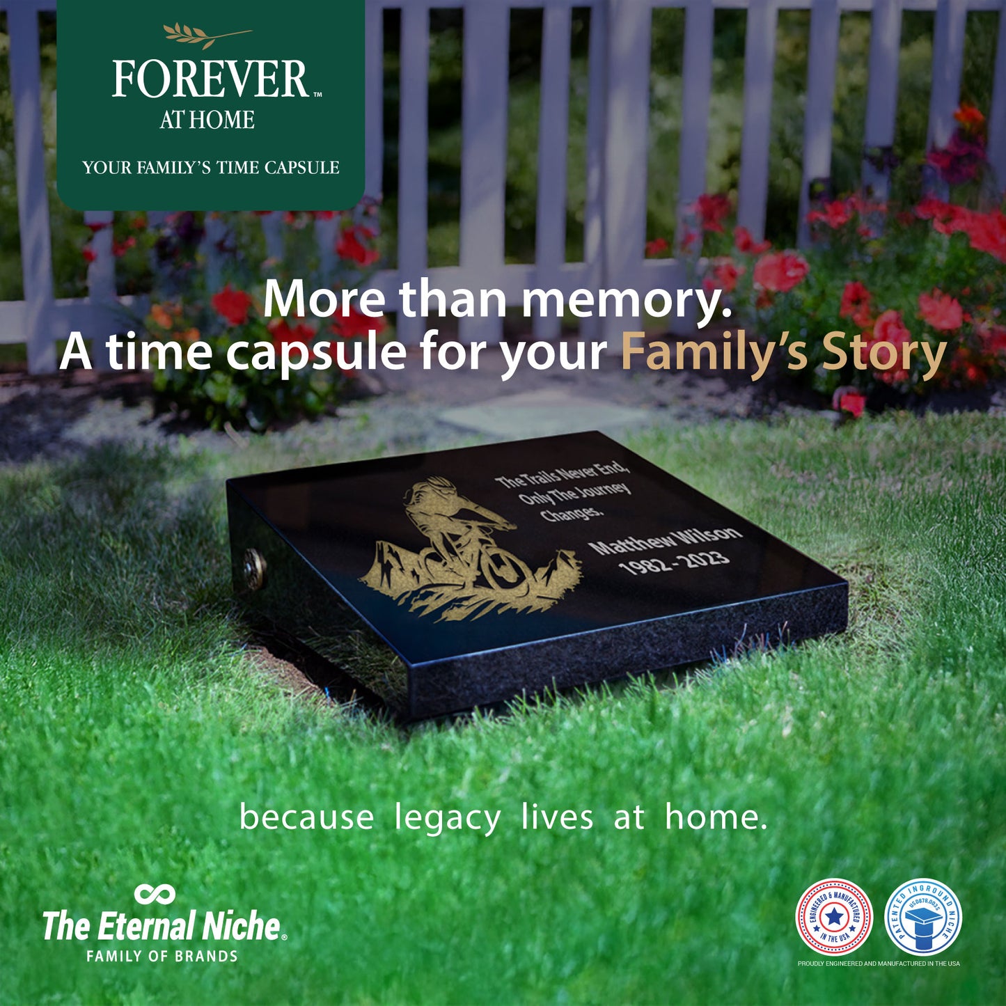 Large Granite In-Ground Niche Memorializing Surface Predefined Artwork