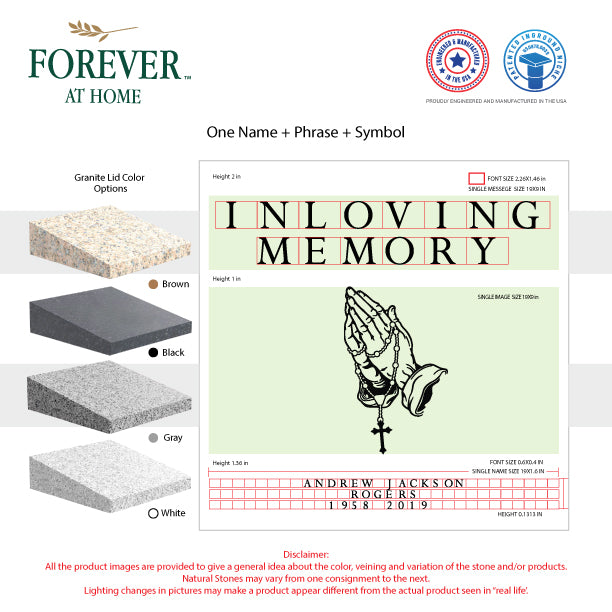 Large Single Deep In-Ground Niche Memorializing Surface Predefined Artwork