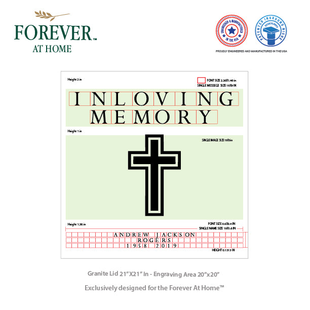 Large Granite In-Ground Niche Memorializing Surface Predefined Artwork