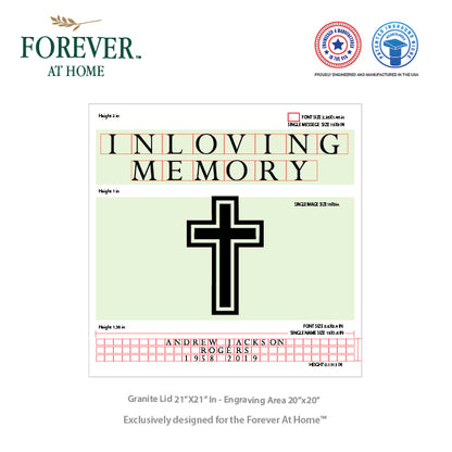 Large Granite In-Ground Niche Memorializing Surface Predefined Artwork