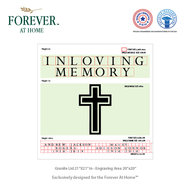 Large Granite In-Ground Niche Memorializing Surface Predefined Artwork